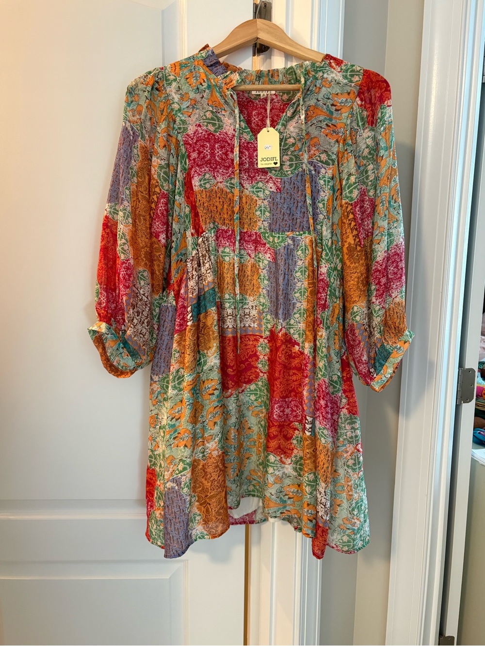 Jodiful Boho Patchwork Print Tunic Dress - Multicolor NWT Medium